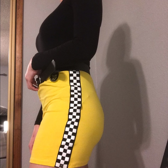 Yellow Checkered Tube Top/Skirt - Picture 3 of 7